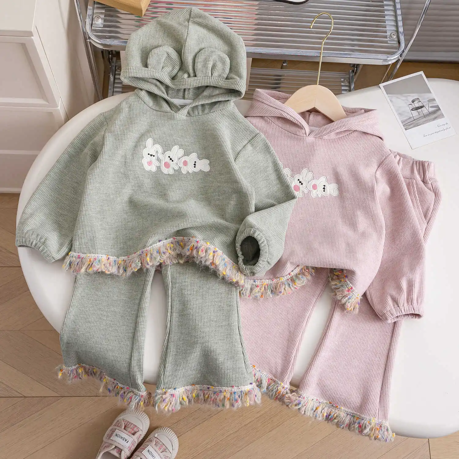 Girls Clothes Sets 2024 Autumn Winter Hoodies+pants Suits for Kids Cartoon Rabbit Children Outfit Set Toddler Tracksuits