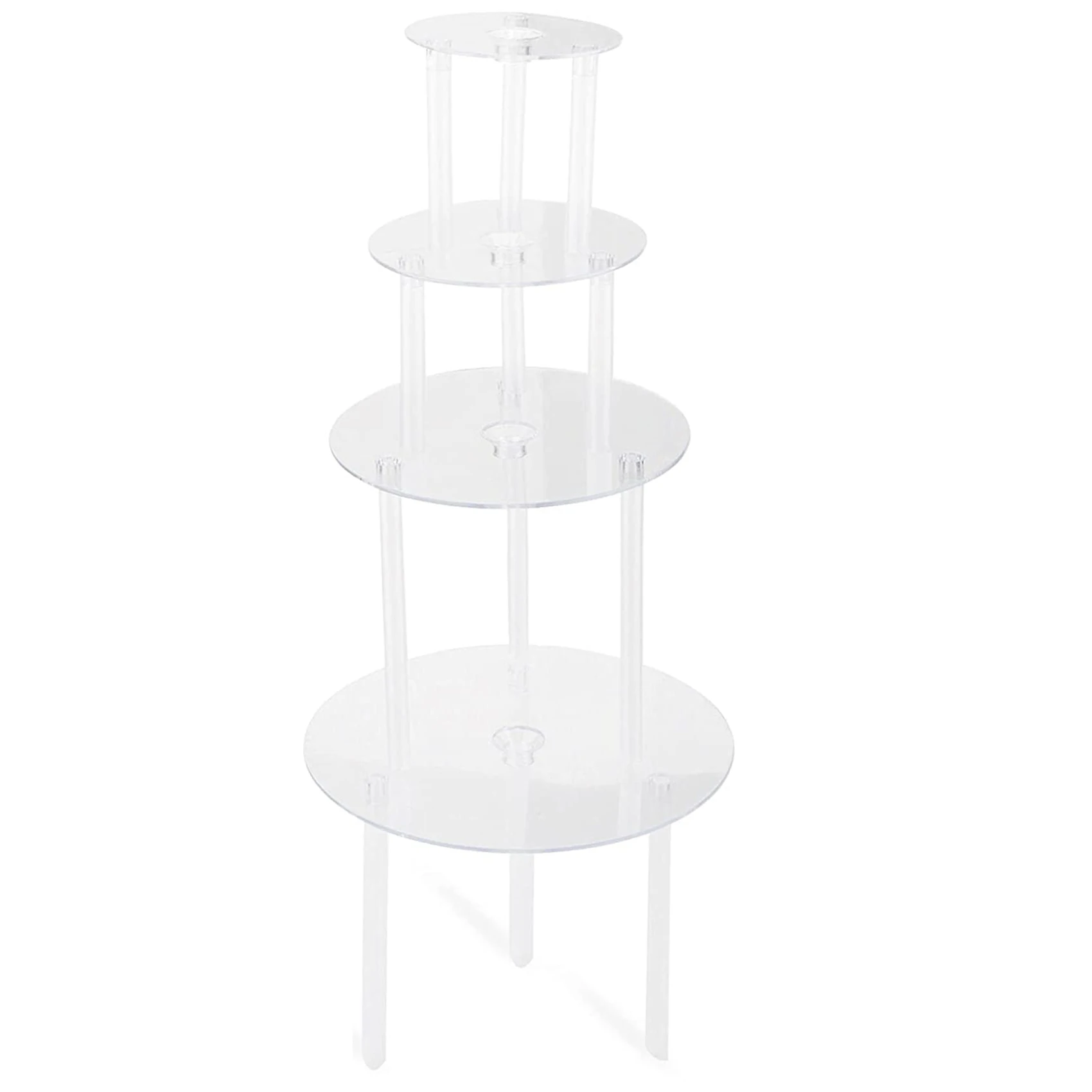 Cake Stand Cake Plate 4 Reusable Cake Supports with 12 Plastic Dowel Rods Cake Supports for Multi-Tier Cake Decoration