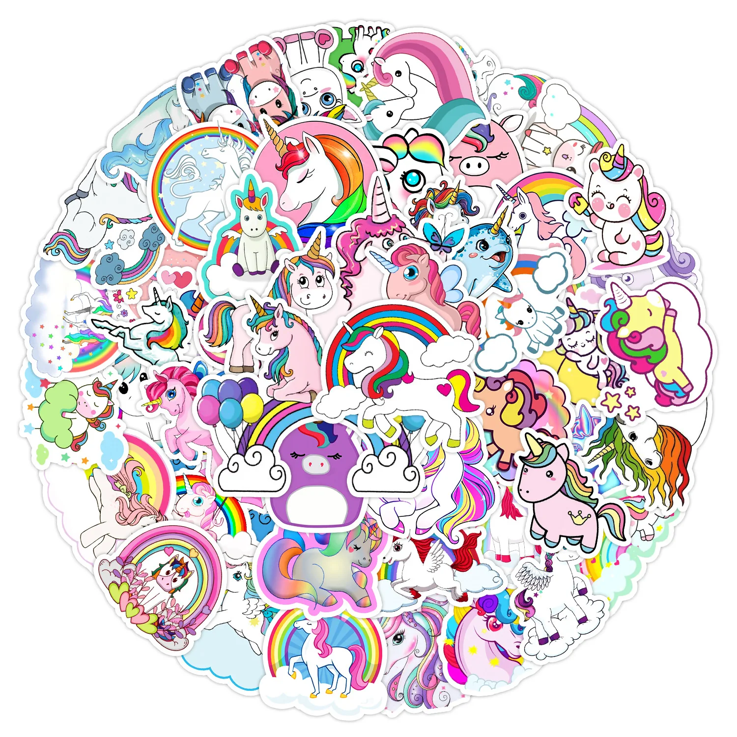 1Pack Cartoon Unicorn Butterfly Plants Cats Ice Hockey Stickers PVC Waterproof Stickers Decals For Kids Boys Girls Toys Gifts