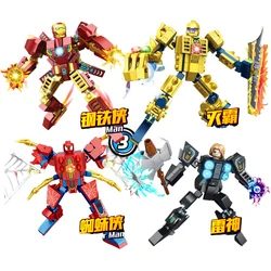 Building Blocks Model Disney Figures Compatible Spiderman Iron Man Venom Captain Hawk Deadpool Technic Armor City Gift Toys