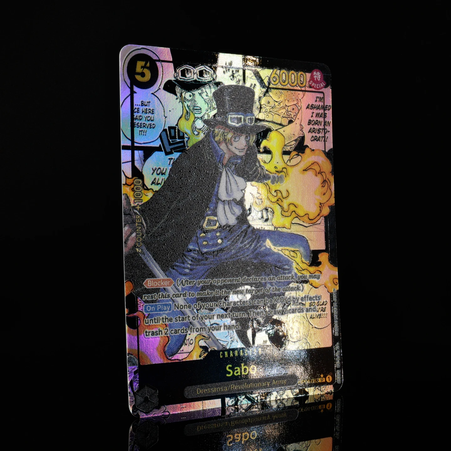 One Piece TCG OPCG English Sabo Manga Card OP04-083 Sabo 5 Cost Black Sabo Comic Parallel Textured Foil Card