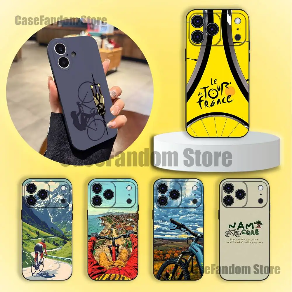 

Tour De France Bicycle Exercise Black Soft Cover Phone Case For iPhone 17,16,15,14,13,12,11,Pro,Max,Plus
