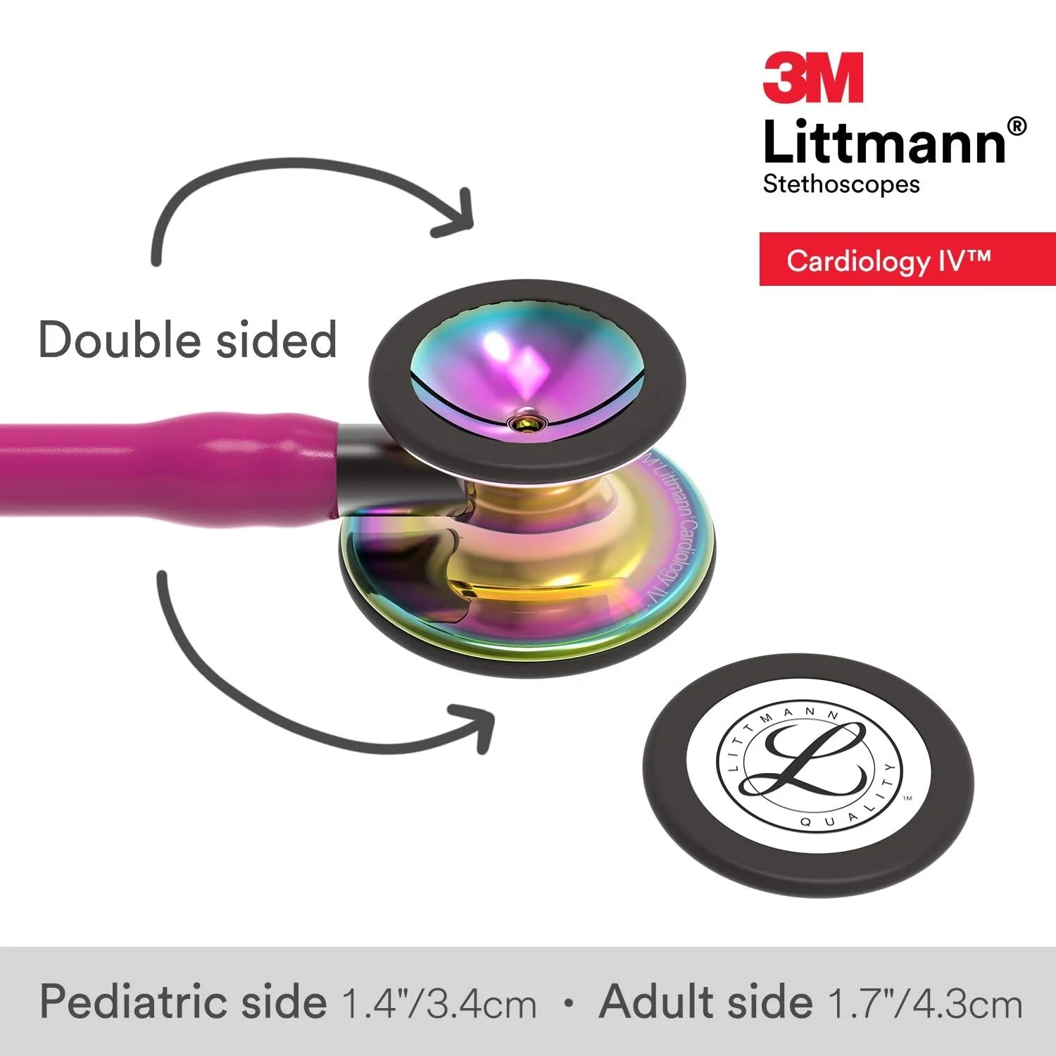 6241 3M Littmann Cardiology IV Diagnostic Stethoscope High Polish Rainbow-Finish Chestpiece Raspberry Tube