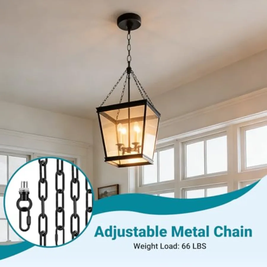 Industrial Light Fixture Chain, Adjustable Metal Pendant Chandelier Chain Extension with Detachable Link, Maximum Load is 66 Po