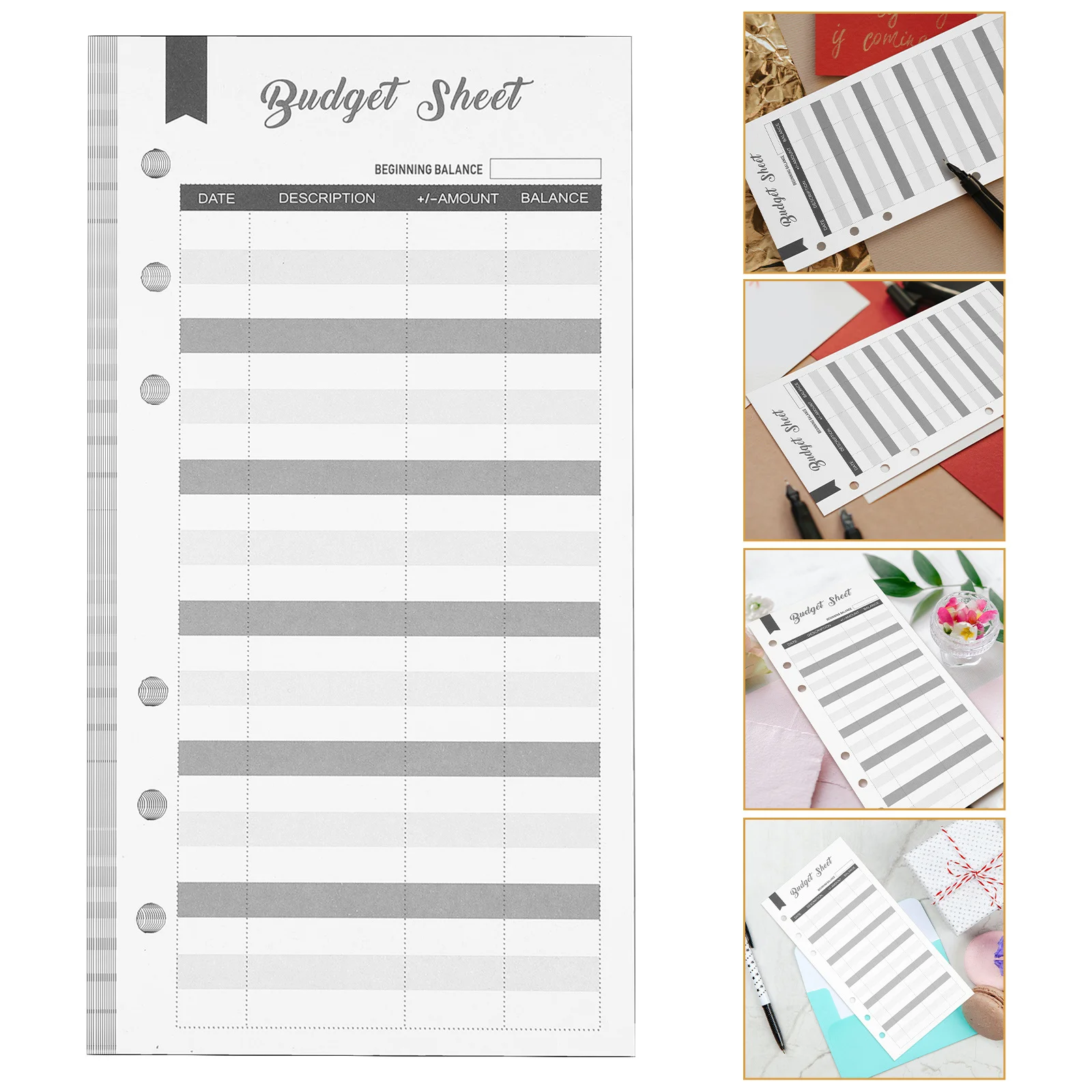 60 قطعة بطاقات الميزانية خفيفة الوزن ستة ثقوب لكمة تصميم ل المغلف النقدي المقتفي المحمولة الميزانية الموثق إدراج مكتب المنزل #4