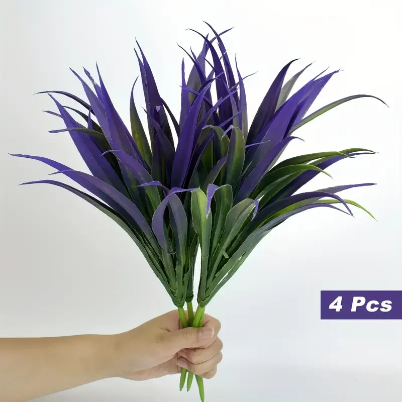 1/4 Stück, UV-beständige künstliche Pflanzen für den Außenbereich – hohes Gras, tropische Blumen und Sträucher – perfekt für das ganze Jahr und für den Innenbereich – Detail 4