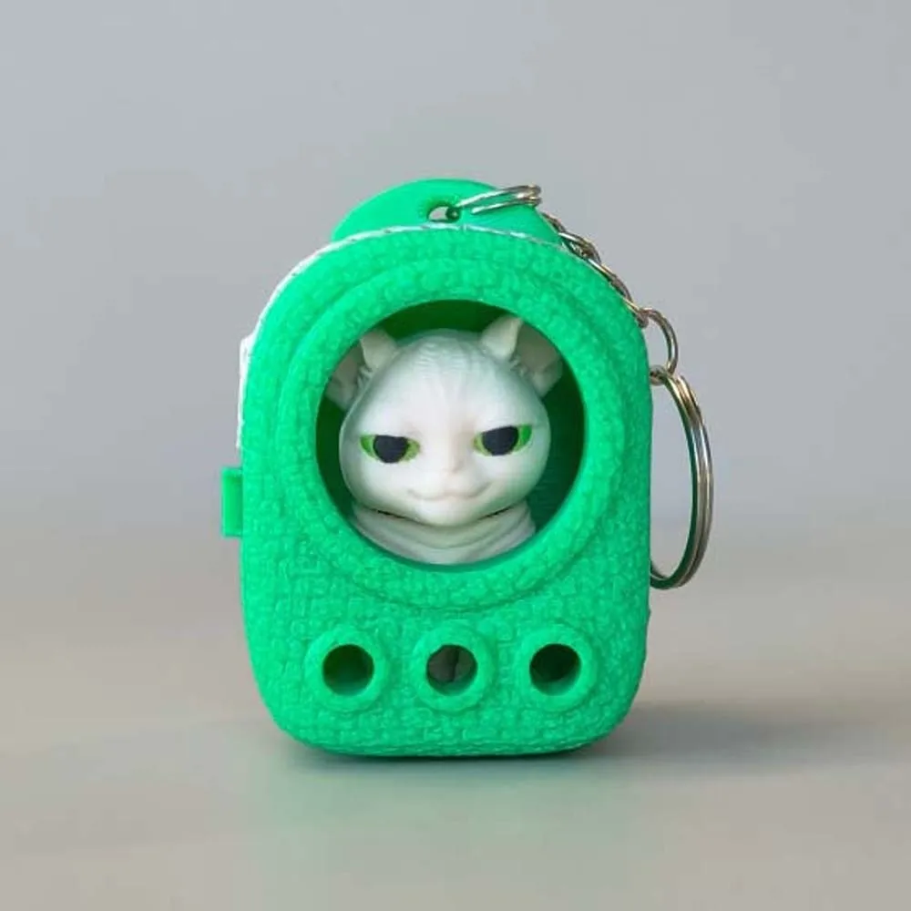 PLA 3D Printed Keychain Vibrant Shades Lightweight Build Trendy Bag Charm Vivid Rigid Shell Micro Kitten Bag Desk Display
