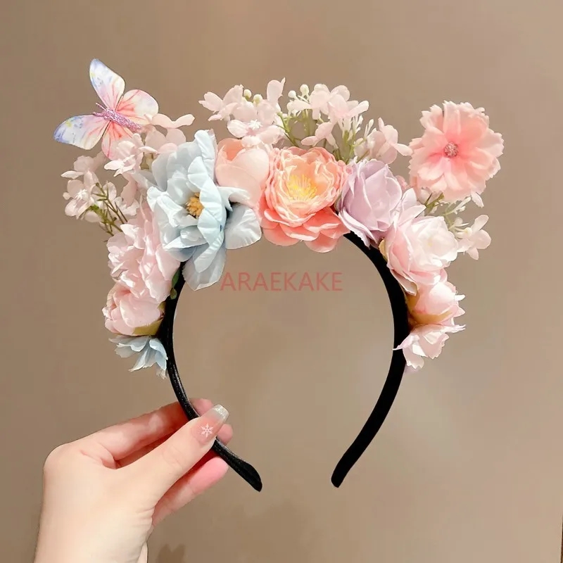 Children's hairpin flower headband girl Chinese style flower headband ethnic hair accessories girl hair accessories