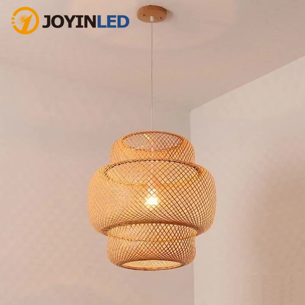 

Chinese Bamboo Woven Creative Chandelier Light Luxury Teahouse Zen Style Staircase Art Hotel Bedroom Fixture