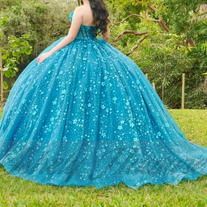 

Customized Hunter Princess Girl Quinceanera Dresses Lace Up Ball Gown Floor Length Women Prom Party vestidos 15 anos debutante