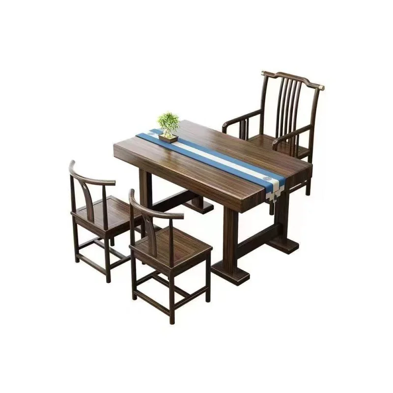 

New balcony solid wood tea table modern simple tabl and chair combination living roomset full set of small apartment