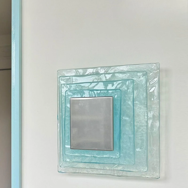 

Moden Four Layers Square White/bule Glass Wall Lamps LED Light Denmark Living Room Bedroom Kitchen Restaurant Aluminium Sconces