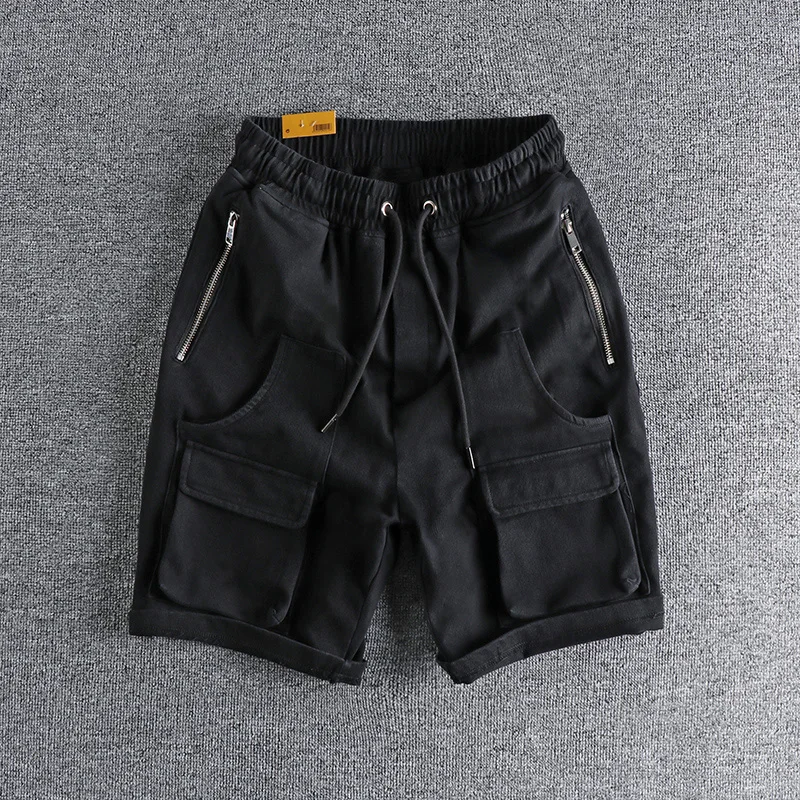 

Summer New American Retro Heavyweight Knitted Stereoscopic Pocket Shorts Men's Fashion Elastic Drawstring Casual 5-point Pants