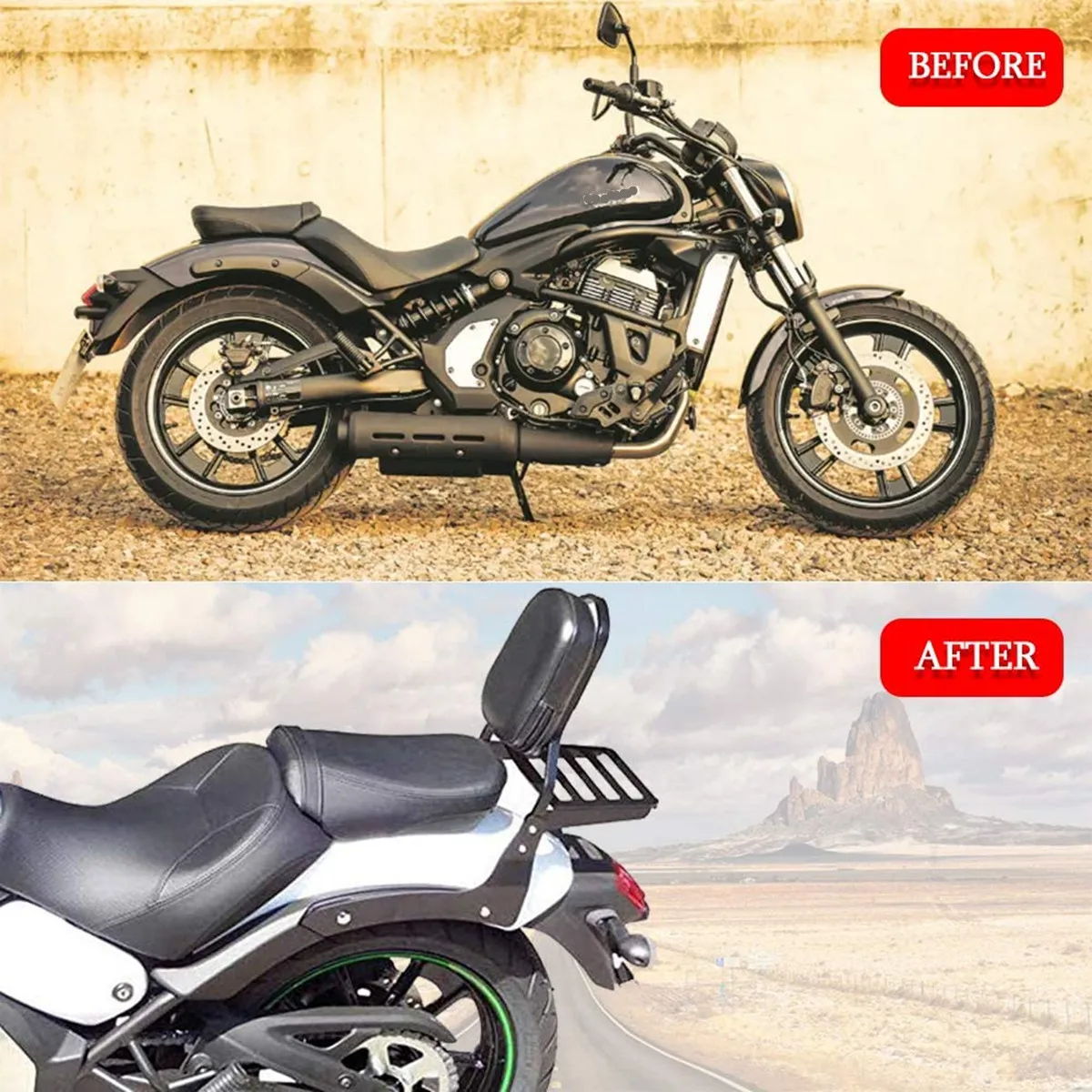 Motorcycle Rear Luggage Cargo Rack With Passenger Sissy Bar Backrest Cushion Pad For Kawasaki Vulcan S 650 VN650 EN650 2015-2022