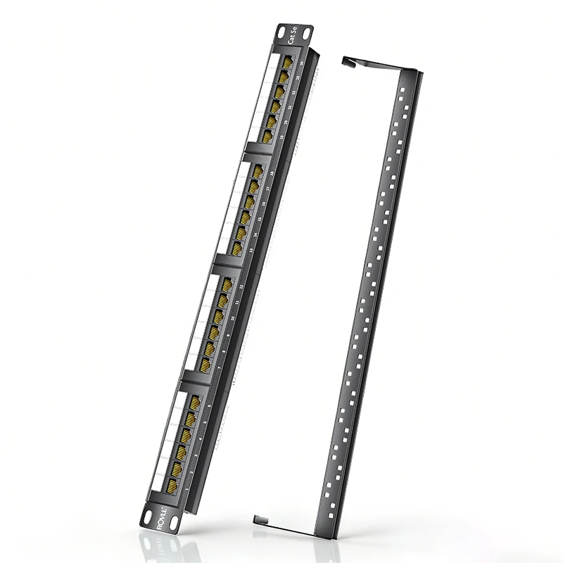 

ROVLL Cat5e Patch Panel 24-Port 19" UTP Punch Down Network Patch Panel for Home & Office T568A/T568B Wiring