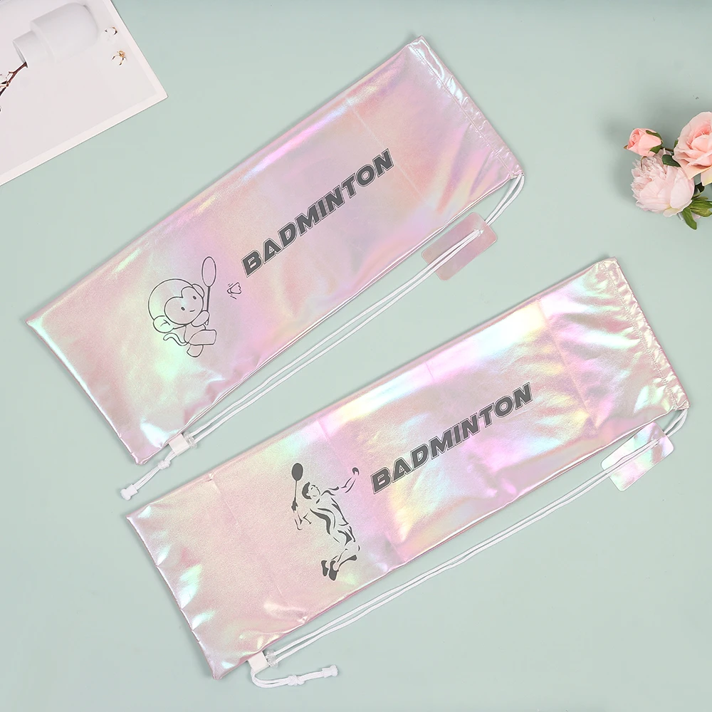 

Полиэстерная ракетка для бадминтона, сумка на шнурке, градиентный цвет, красочный карман для ракетки, защитный рукав, аксессуары для бадминтона