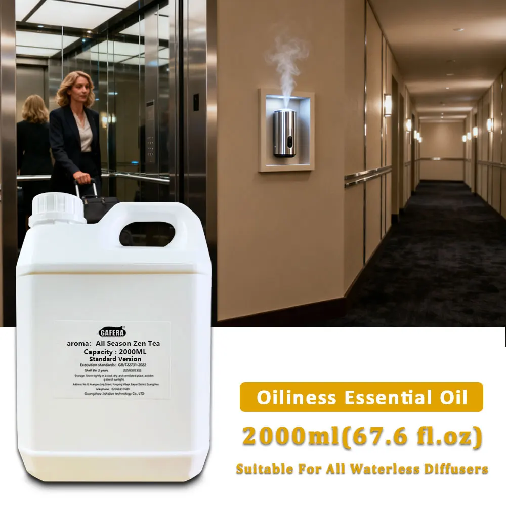 GAFERA 2000ML (67.6 fl.oz) All Season Zen Tea Essential Oil, For Waterless Diffuser, Hotel Fragrance Machine Replenish Aroma Oil