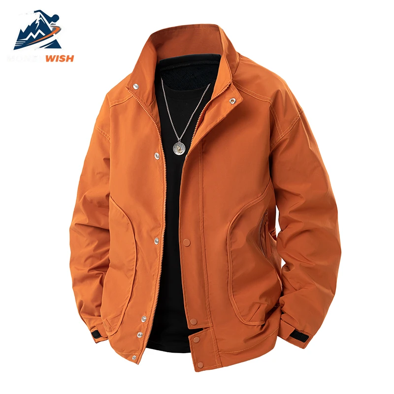 

MONEYWISH Men Jacket 2025 New Trendy Versatile Comfortable Breathable Collar Jacket Outdoor Casual Loose Workwear Zipper Jacket