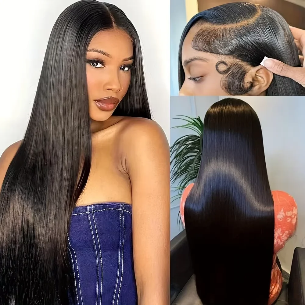 

Brazilian Human Hair Wigs 220 Density 360 HD Bone Straight 16-44 Inch Lace Frontal Wig for Women Natural Looking Hair Wigs