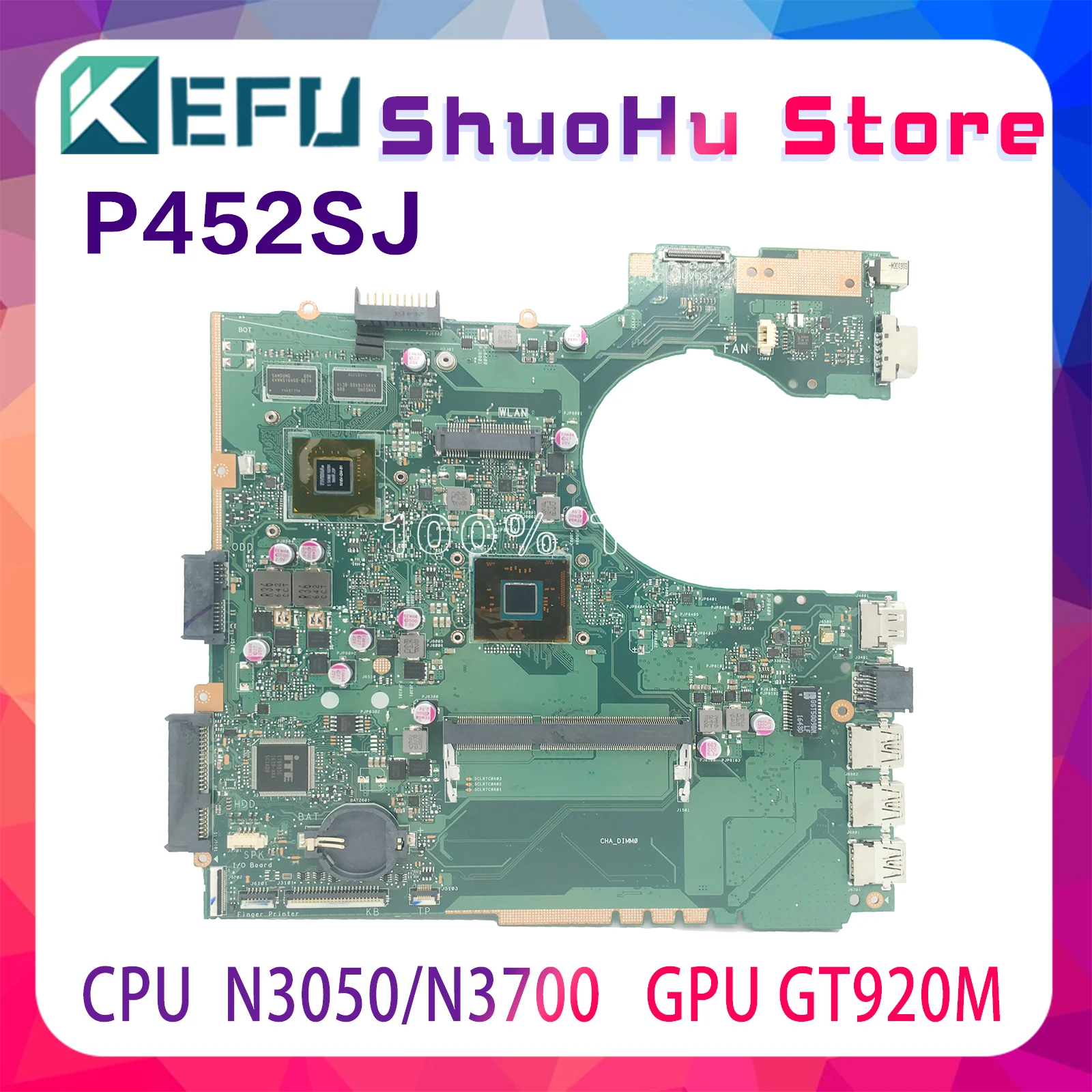 KEFU P452SJ Laptop Motherboard For Asus P452SA P452SJ PRO452S Oraginal Notebook Mainboard N3700  N3050 CPU UMA 100% Teste OK