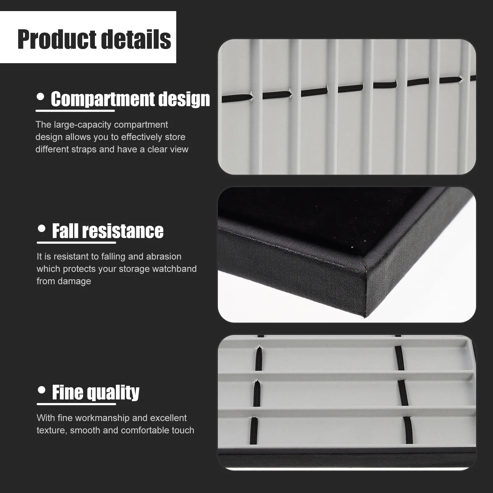

Элегантный органайзер-лоток для ремешков для часов и ювелирных изделий, для розничной демонстрации, с гладкой текстурой, ударопрочный, большой вместимости