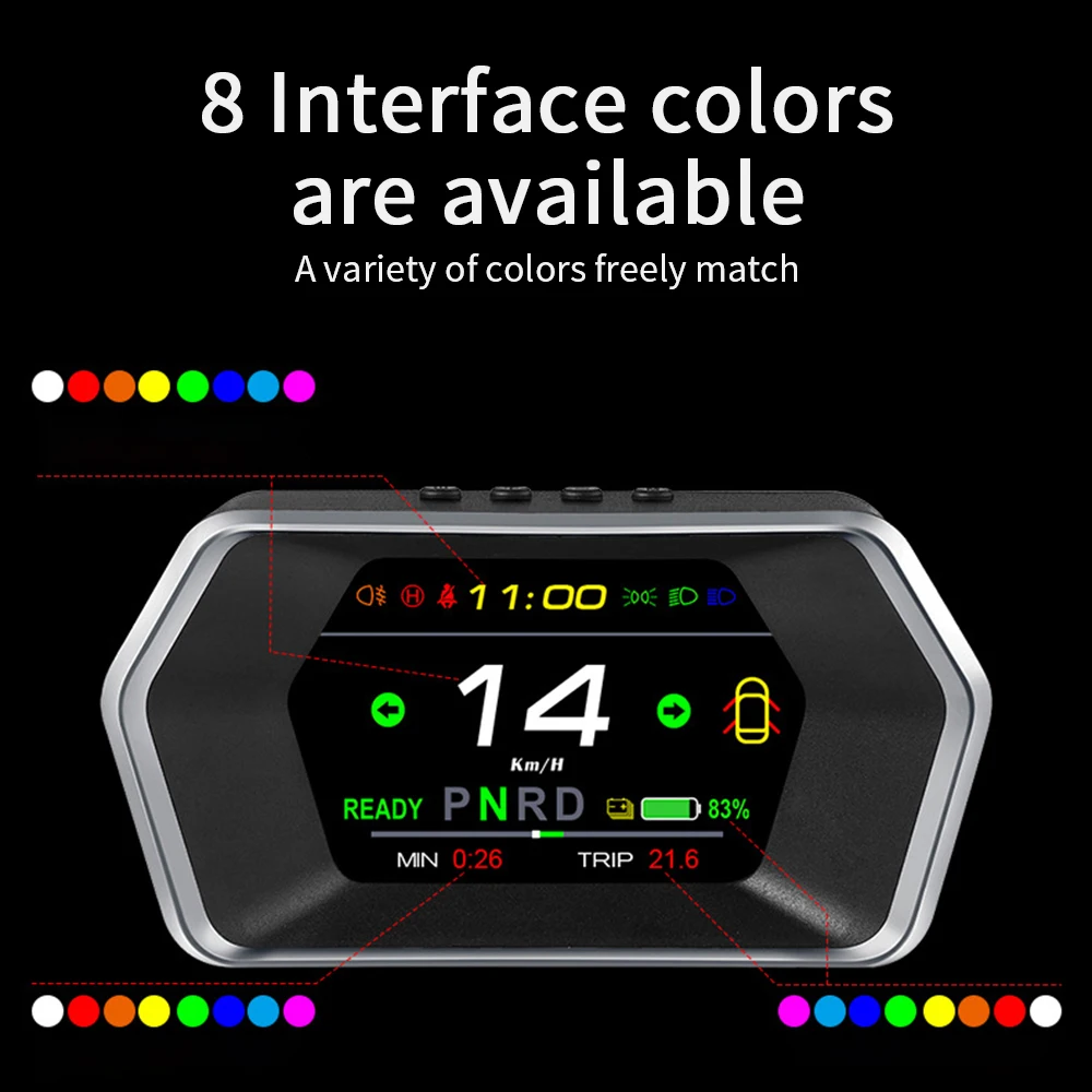 T17 Head-up Display voor Tesla Model 3Y LCD-scherm Snelheidsmeter Licht Prompt Veiligheidsalarm Rijtijd Auto Smart HUD-meter