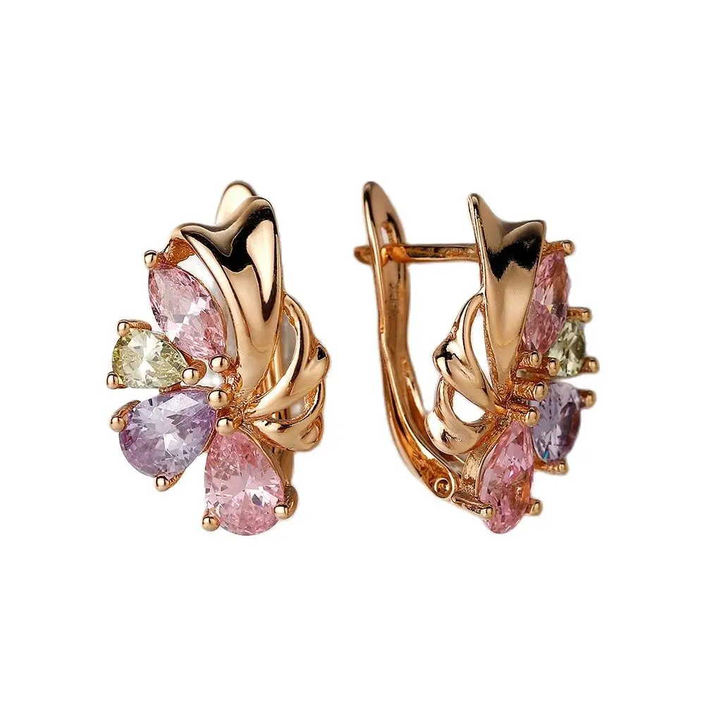 女性と女の子のためのヴィンテージスタイルのクリスタルイヤリング,高品質のジルコニアジュエリー,小さな天然ジルコニア,誕生日プレゼント