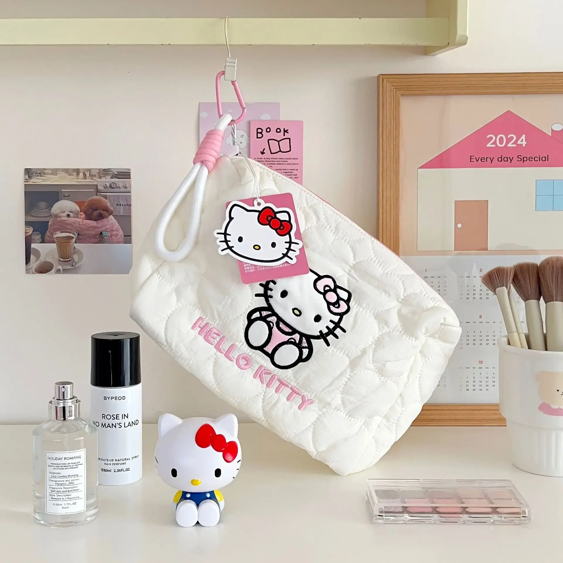 Kawaii Hello Kitty borsa per il trucco borsa da viaggio portatile per cartoni animati di grande capacità Cute Cat Hello Kitty borsa da toeletta