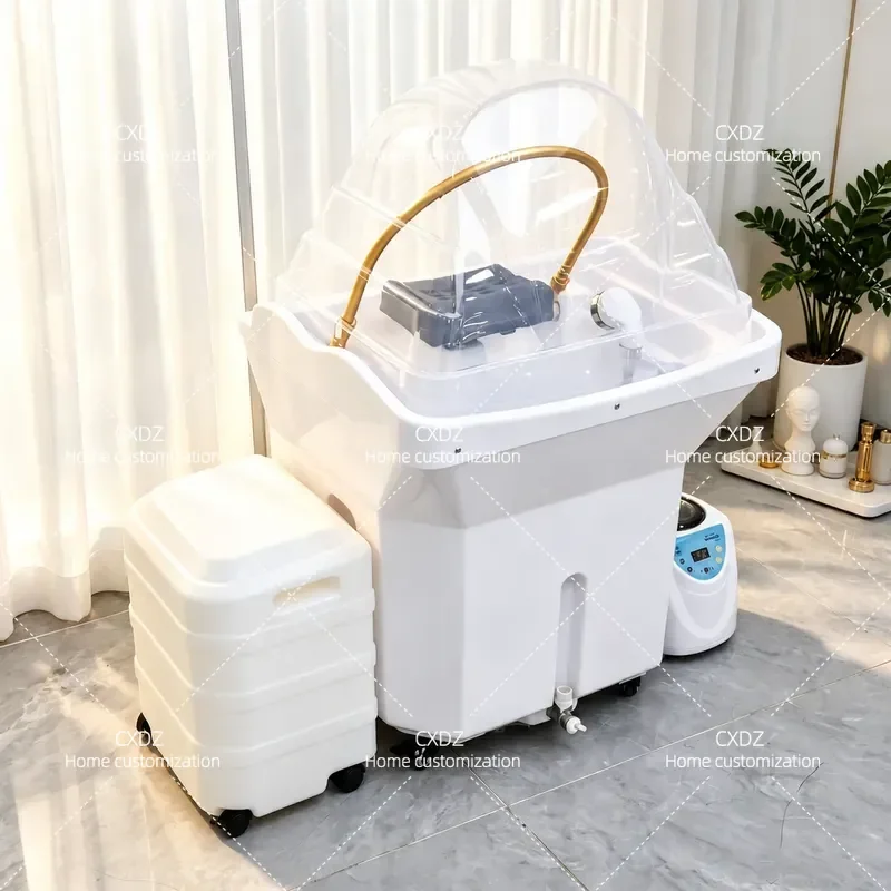 Mobile water storage shampoo head treatment machine Water circulation free of water, beauty hair care, flushing, fumigation