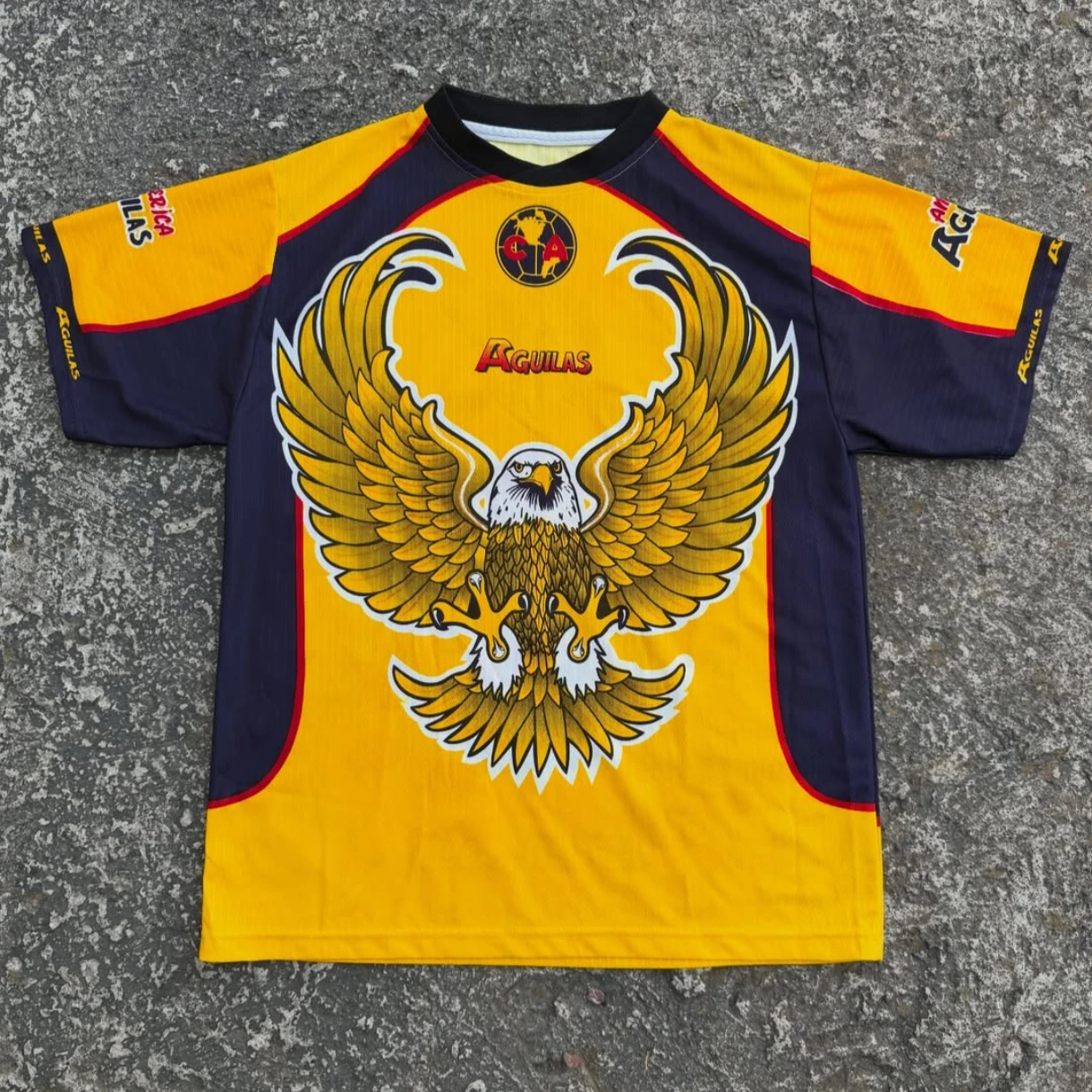 2000s Retro Club América Giant Eagle Print Football Jersey Short Sleeve Quick Dry Sports T-Shirt Training Match Family Matching