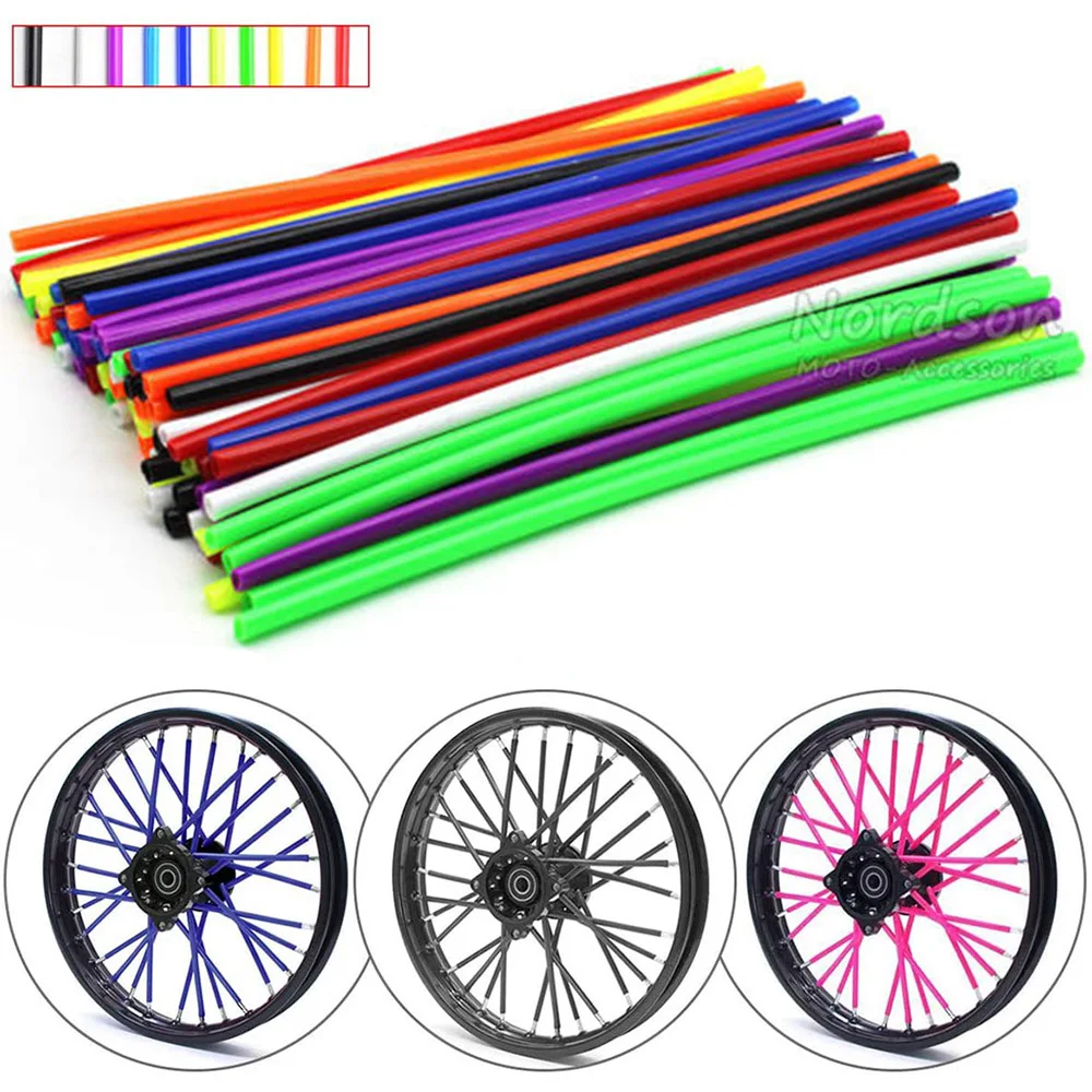 

72Pcs Bike Motorcycle Wheel Spoked Protector Skin Covers Pipe For Motocross Bicycle Bike Cool Accessories 9 Colors 24CM