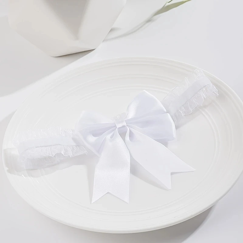 Weiße Spitzen-Schleifen-Strumpfhalter, modischer, eleganter Braut-Beinring, Oberschenkelkette, luxuriöser Hochzeits-Hosenträger, Accessoire, Damengürtel – Detail 7
