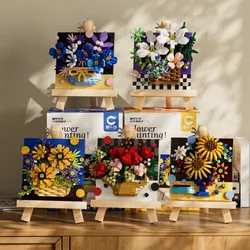 Creative Flowers Bouquet Mini Building Blocks for Adults DIY Figures Bricks Educational Assembling Brick for Children Board Game