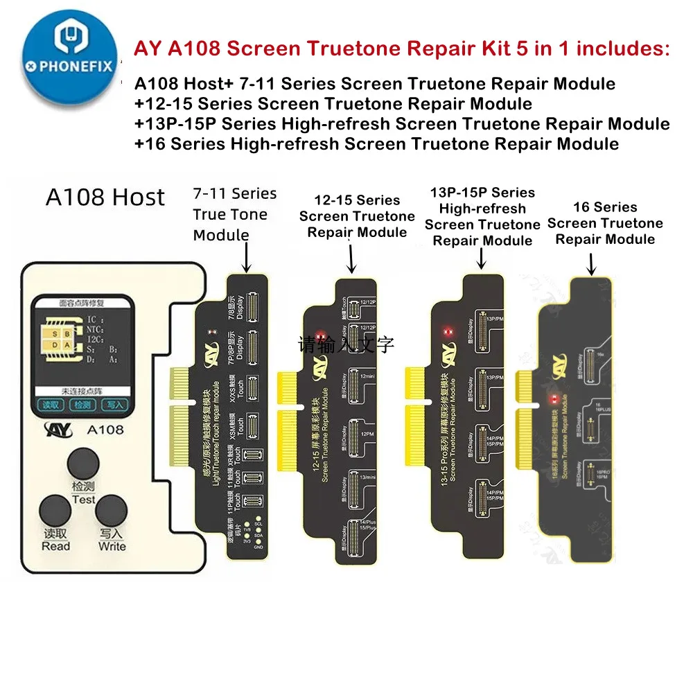 Ay a108 programador de reparo de tom verdadeiro para iphone 7-13 14 15 16 pro max tela dados leitura escrita cor original restaurar ferramentas de reparo