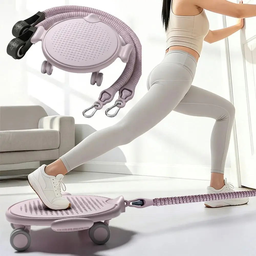 Silent Design Pilates Sliding Plate with Resistant Band Large Load Bearing Abdominal Gliding Disc Non-slip Universal Wheel