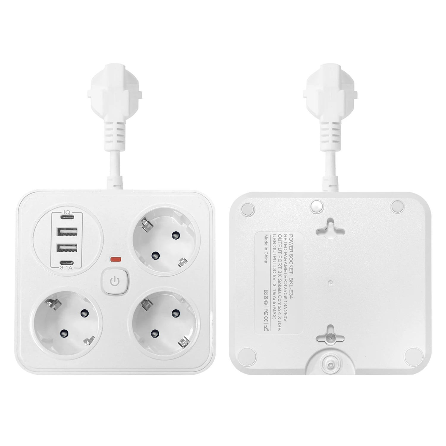 3 AC Outlets Extension Power Strip EU Plug USB Charger Wall Socket Home Appliance Electric Socket