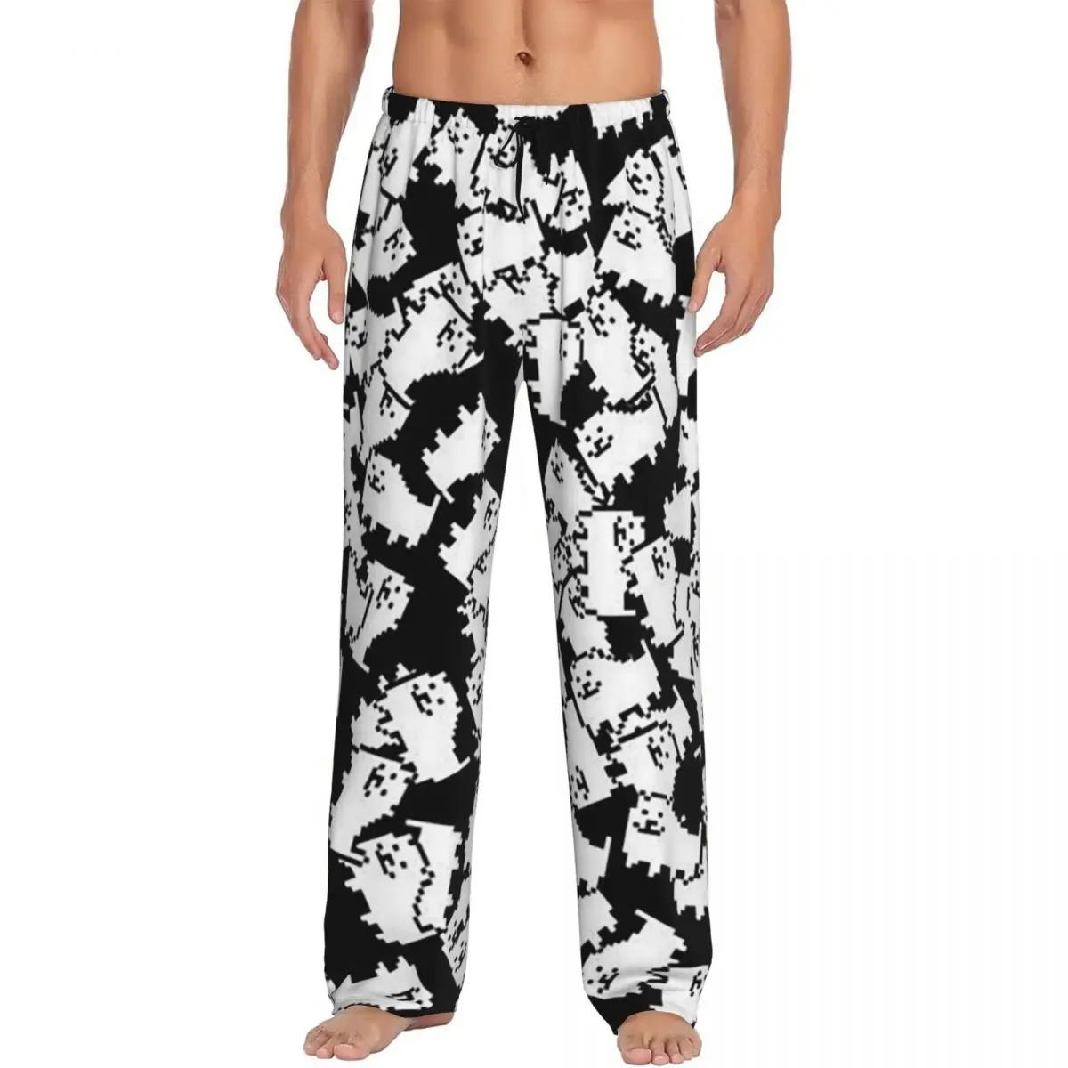 Custom Undertale Annoying Dog Video Game Cute Pajama Pants Men Sleepwear Sleep Lounge Bottoms with Pockets