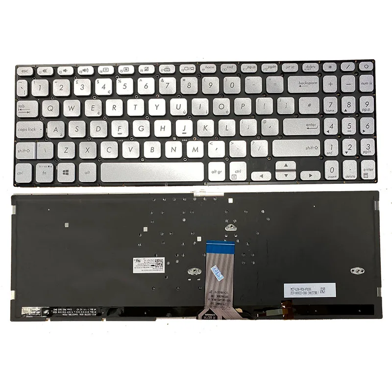 New UK For ASUS Vivobook X530 K530 S530F X530F X530FA Y5100U Y5100UB Y5100UN No Frame Keyboard With Bakclit Silver