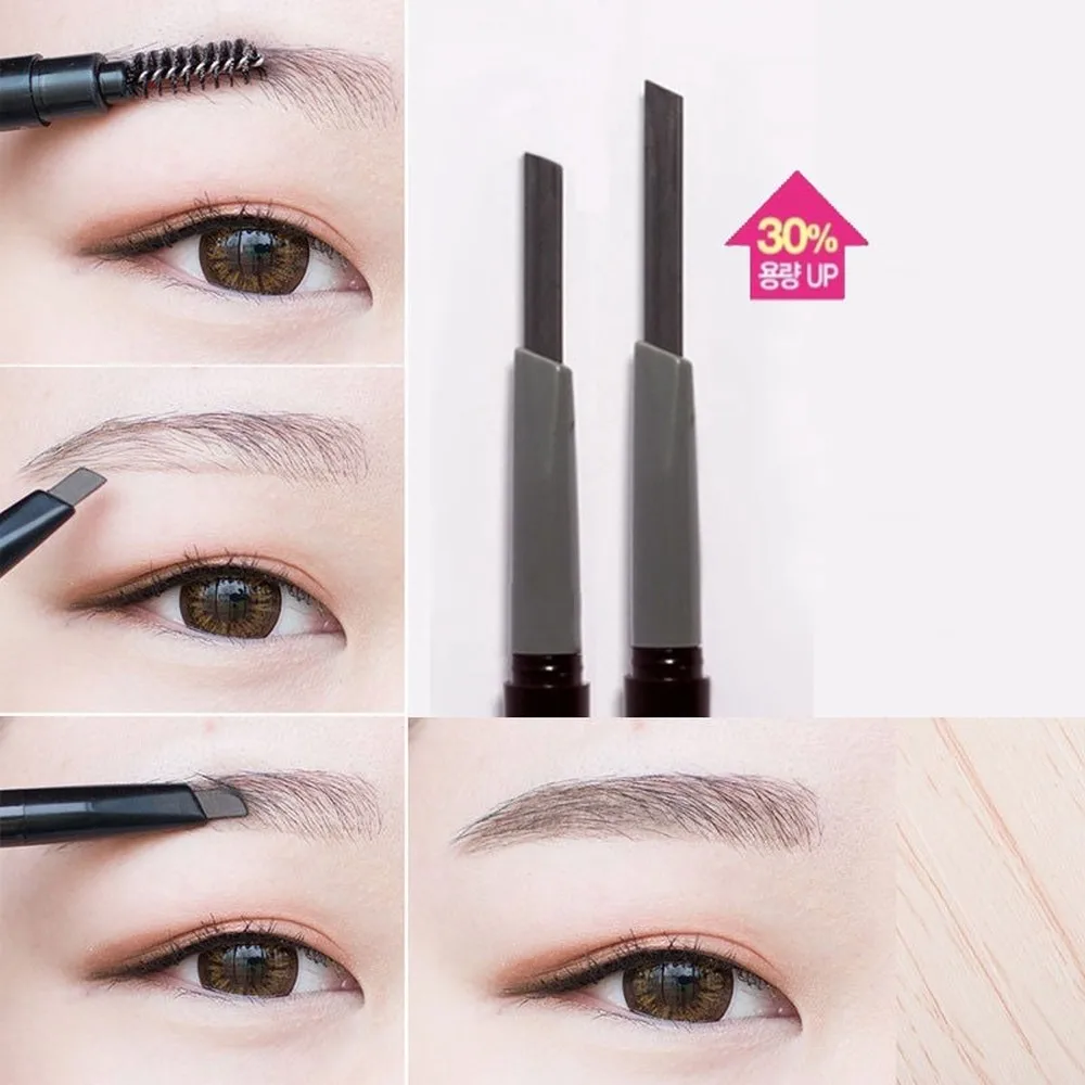 Lápis de sobrancelha com pincel de spoolie marrom escuro, Premium Eye Brow Longwearing for Perfect Brows, impermeável