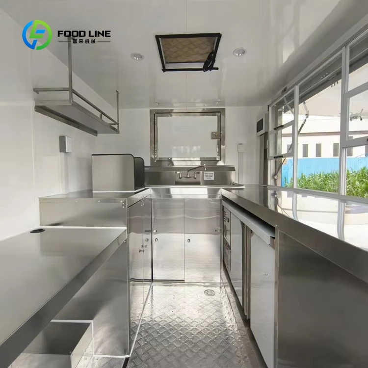 Customized Mobile Coffee Bar Trailer Fully Equipped Small Hot Dog Ice Cream Cart Concession Trailer Food Truck with Full Kitchen