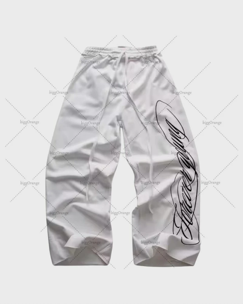 

Letter Print Harajuku Hip Hop Oversized High Waist Sport Pants Women Y2K Casual Fashion Versatile Loose Straight Wide Legs Men