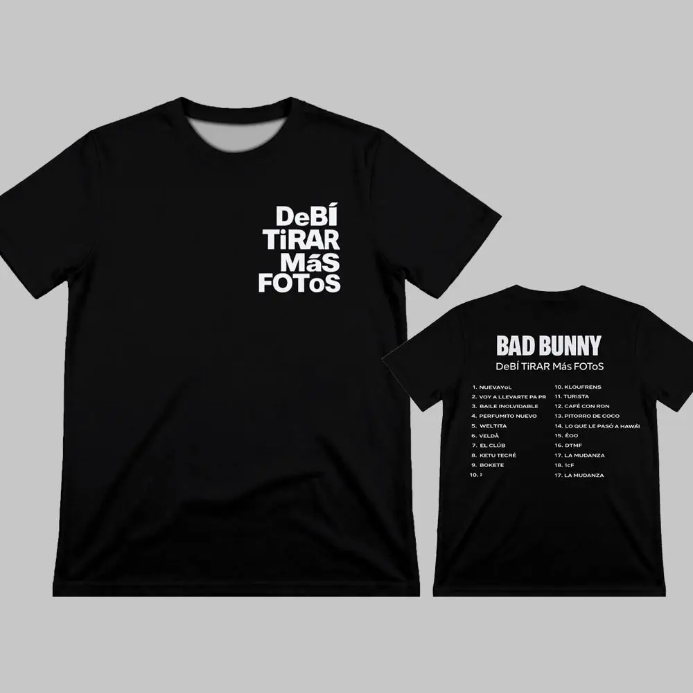 

Bad Bunny 2026 New American Retro T-Shirt DeBi TiRAR MaS FOToS Casual Tee Y2K Street Style Men's And Women's Crew Neck Top