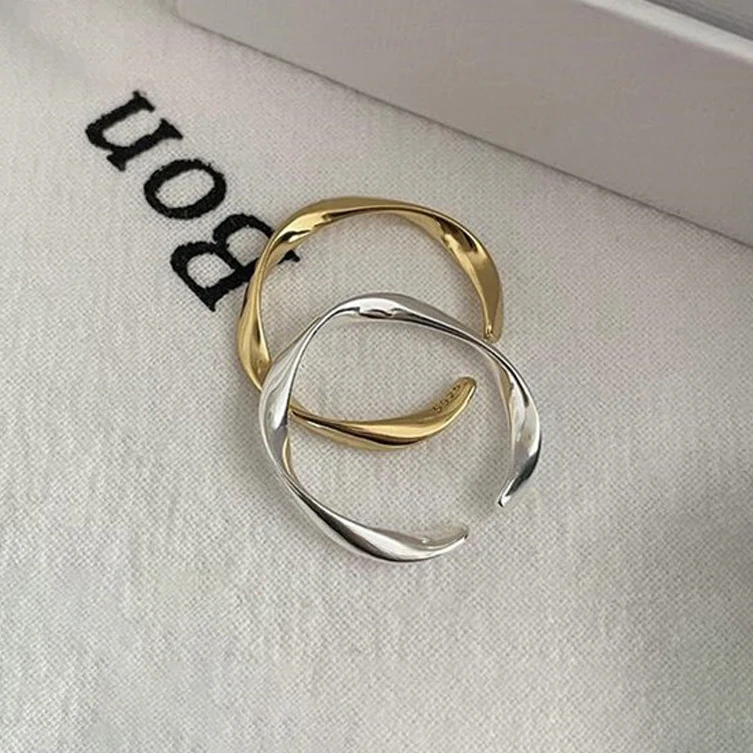 

PONYKISS 925 Sterling Silver 18K Gold Distorted Geometric Rings for Women Minimalist Trendy Fine Jewelry Personality Accessories
