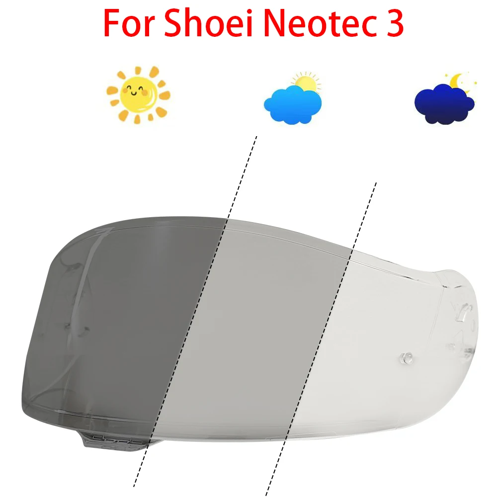 

Photochromic Helmet Visor For Shoei Neotec 3 Motorcycle Helmet Lens Anti-UV hromic Tea black Visor