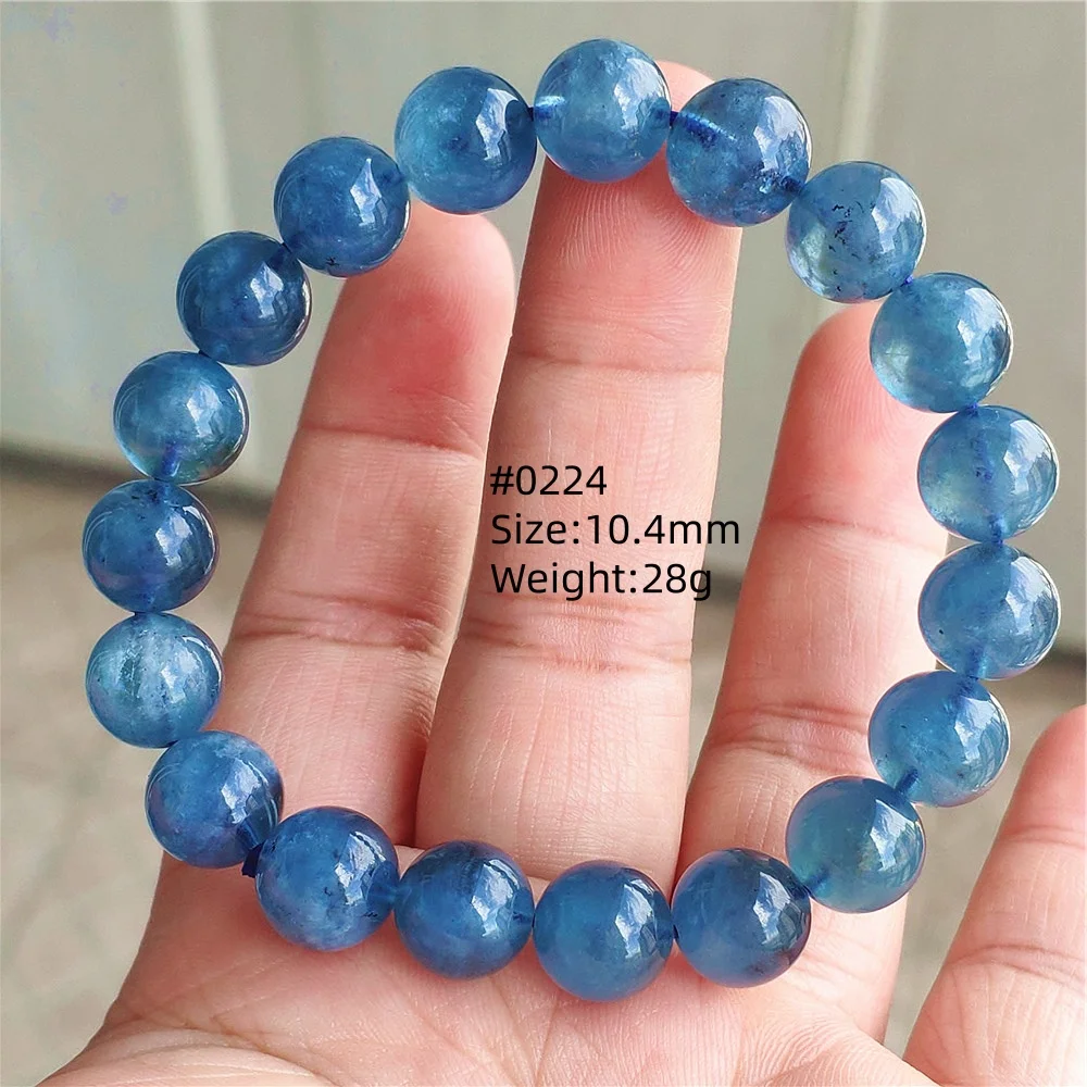Natural Blue Aquamarine Bracelet Flash Cat Eye Clear Beads Women Fashion Brazil Deep Blue Aquamarine Jewelry AAAAA