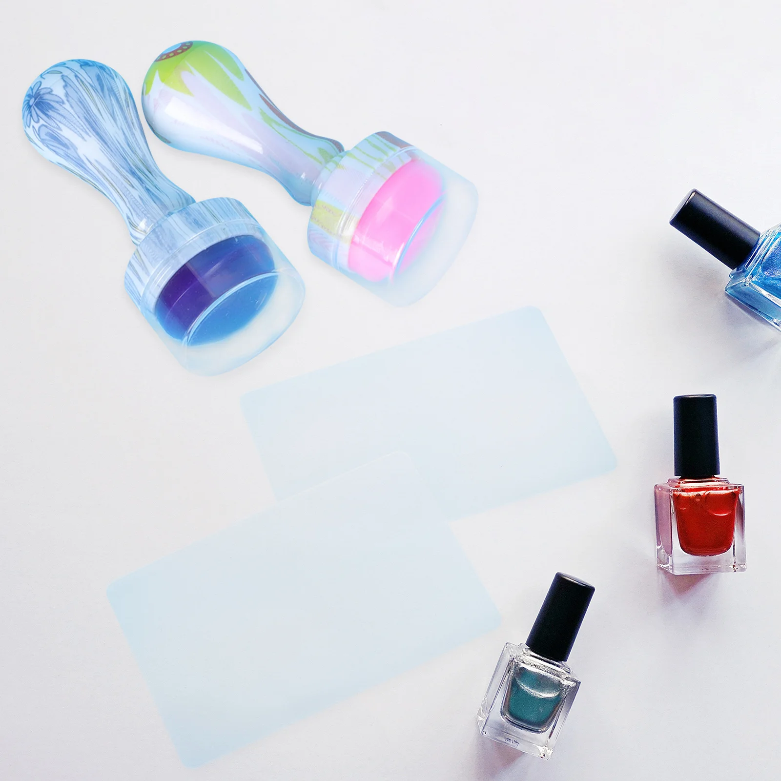 

2 set Art Stamper Tool Premium Plastic Silicone Durable Manicure Stamping Supply For Natural Look Diy Nail Design Compact