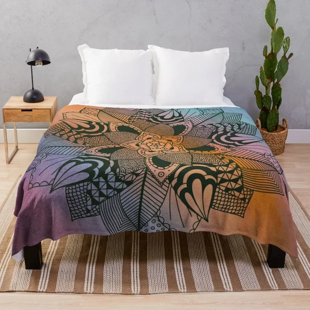 

Succulent Mandala Throw Blanket Color Fast Cozy Throw Blanket