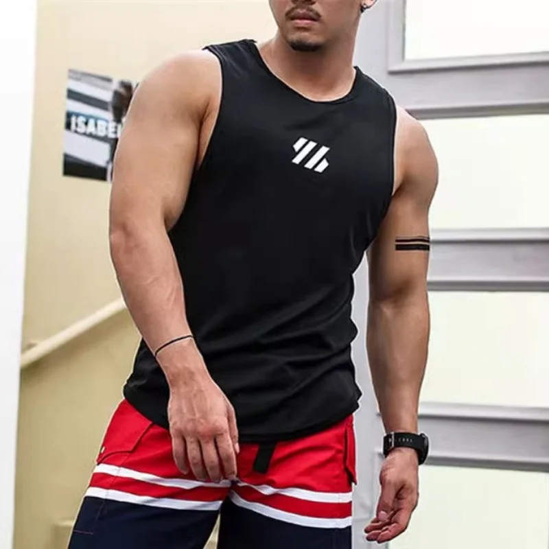 توب رجالي شبكي برقبة مستديرة ، قمم رياضية للياقة البدنية ، سترة بلا أكمام ، قميص داخلي سريع الجفاف ، اتجاه جديد ، الصيف #2