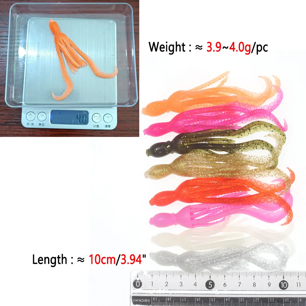 Bimoo 3pc 3.9g Glow UV Soft Octopus Squid Bait Floating TPR Material Pesca Wobbler Fishing Tackle Saltwater Snapper Fishing Lure