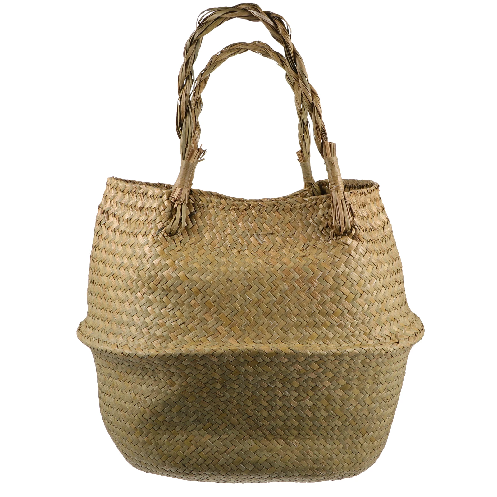 

Тканая корзина для хранения из морских водорослей, складной горшок для растений, корзина для живота, натуральный ротанг, гостиная, спальня, балкон, хранение